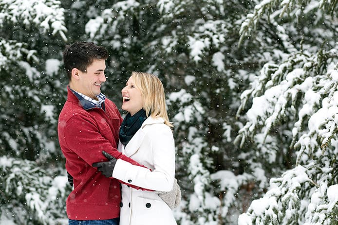 Boston Area Winter Engagement Photos in the Snow, Chelmsford, MA 